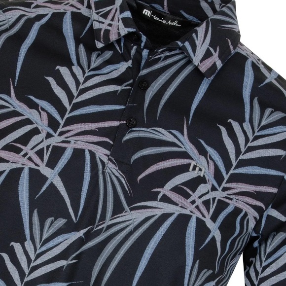 Travis Mathew Buzz Words Palm Print Golf Polo in Black Sz Medium - Picture 10 of 12